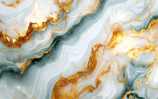 декоративен стенен панел - Marble texture with gold and gray colors