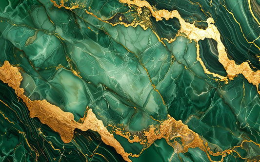 Close-up of green and gold marbled pattern