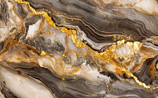 Marble-like texture with gold accents