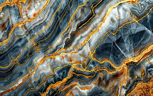 декоративен стенен панел - Marble-like texture with gold and gray patterns